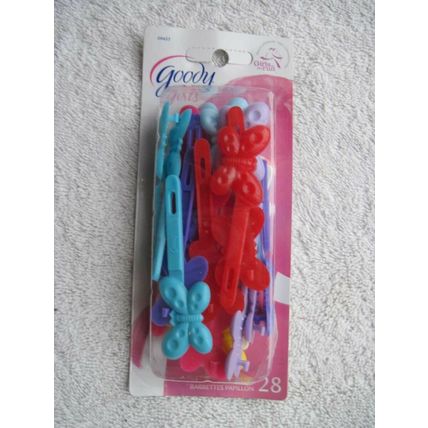 28 Goody Girls Plastic Butterfly Hair Barrettes Secure Pastel Vibrant Colored 09