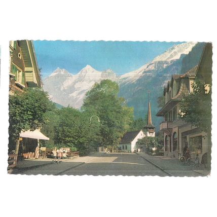 KANDERSTEG, SWITZERLAND used vintage postcard 1956 postmark =