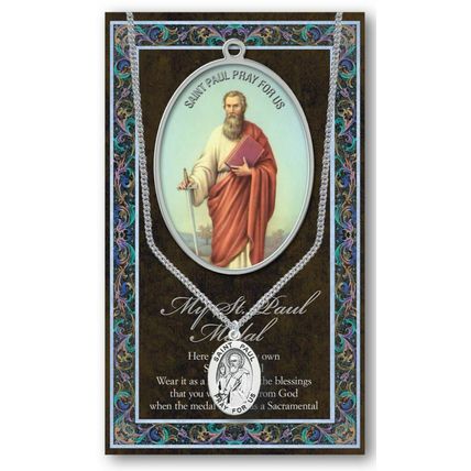 St. Paul Pewter Necklace with an Embossed Prayer Pamphlet