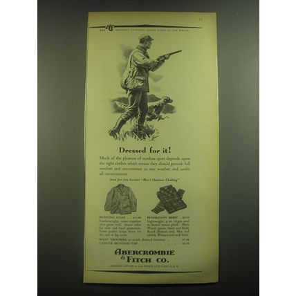1945 Abercrombie & Fitch Hunting Coat and Pendleton Shirt Ad - Dressed for it
