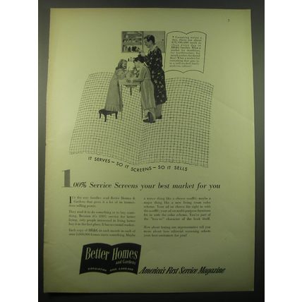 1948 Better Homes and Gardens Magazine Ad - 100% Service screens your best