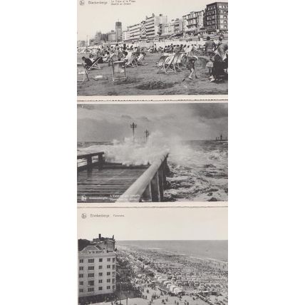 Blankenberge La Plage Rough Sea Panorama 3x Antique French Postcard s