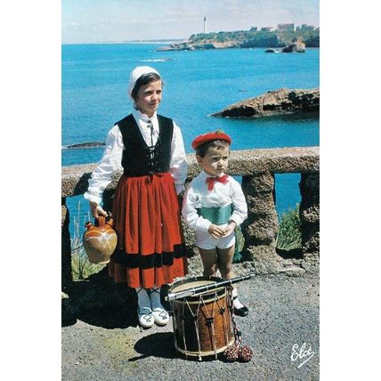 Biarritz French France Groupe Basque Drum Chelitztarrak Fashion Costume Postcard