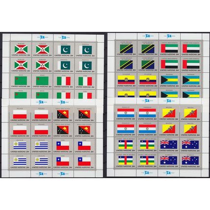 UNO New York [1984] MiNr 0448-63 Kleinbogen ( **/mnh ) Flaggen V [A31]