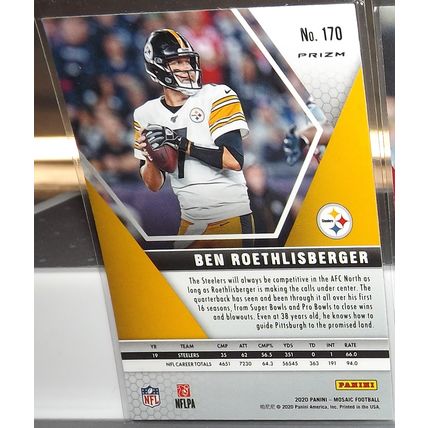2020 Panini Mosaic BEN ROETHLISBERGER (Steelers) Pink Camo Prizm card #170