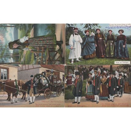 Gruss Aus Thuringen German Costume Fashion 4x Old Postcard s