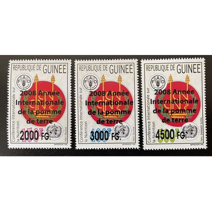 Guinée 2008 Mi. 6186 / 6188 surchargé Année Internationale Pomme Terre FAO UN