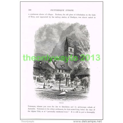 UNTERSEEN, SWITZERLAND, Book Illustration (Print) c1875