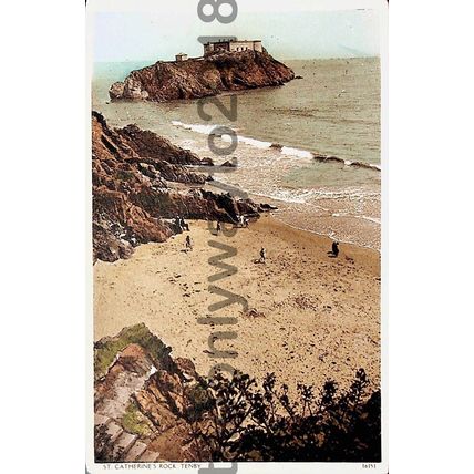 St Catherines Rock, Tenby, Wales, Postcard