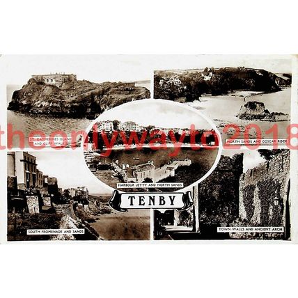 Tenby, 5 Scenes, Wales, Postcard, 1940s