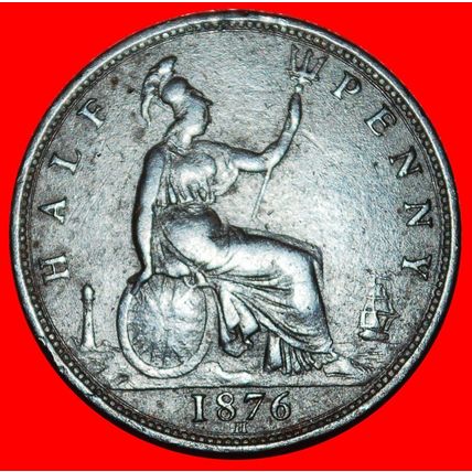 ⰆMISTRESS OF SEAS (1874-1894):GREAT BRITAIN★1/2 PENNY 1876H★LOW START★NO RESERVE