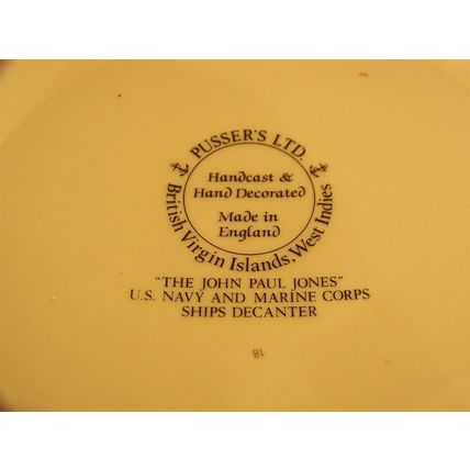 The John Paul Jones US Navy Marine Corps Ships Decanter Pussers Ltd. England