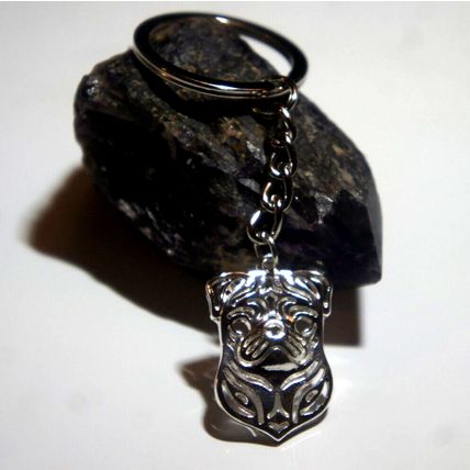 PUG DOG KEY RING WITH KEY CHAIN & VELVET GIFT BAG