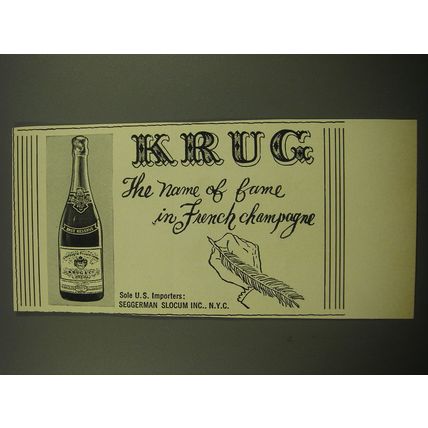1960 Krug Champagne Ad - Krug the name of fame in French Champagne