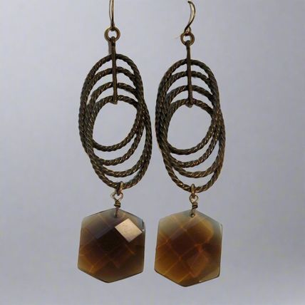 Smokey Glass Dangle Earrings