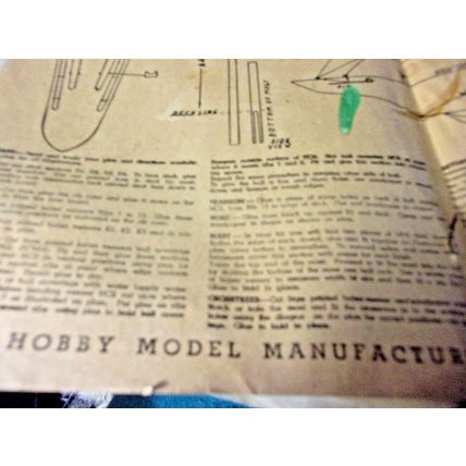 Hobby Model Mfg. Plan Plan Sailing Ship 1930s Wood