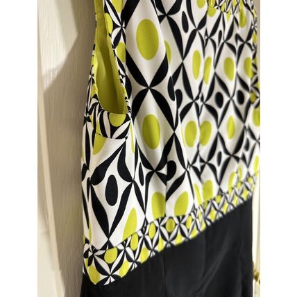 Dress Barn Womens Shift Dress Size 12 Black Green White Print Sleeveless Zip Up