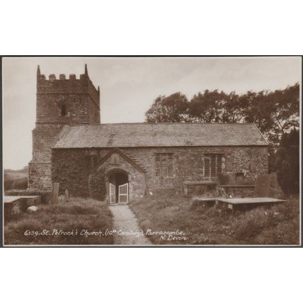 St Petrock's Church, Parracombe, Devon, c.1920s - Sweetman RP Postcard