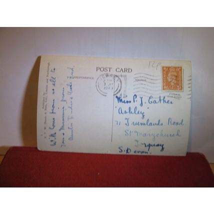 MONT ORGUEIL CASTLE, GOREY, JERSEY vintage postcard by E T W Dennis 1949 pm =