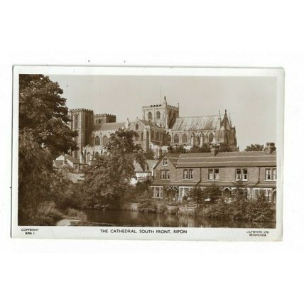 Ripon, The Cathedral From South Front, Yorkshire, RP Postcard.