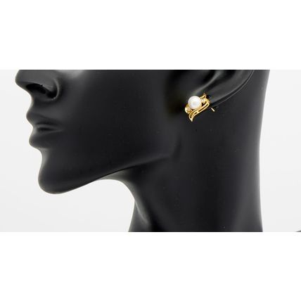 KYOTO PEARL 925 Sterling Silver Freshwater Pearl Geo Stud Earrings BNIB