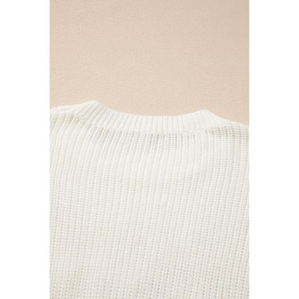 White Striped Merry Bright Letter Christmas Sweater