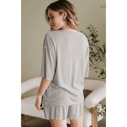 Gray USA Flag Bow Print Half Sleeve Tee and High Waist Shorts Set