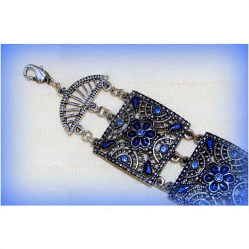 Pre Loved Tibetan Silver Crystal Stones Bracelet Jewellery 1734