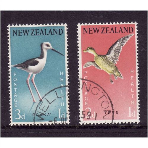 NEW ZEALAND 1959 BIRDS SG 776 / 777 SET 2 VALS FINE USED#1