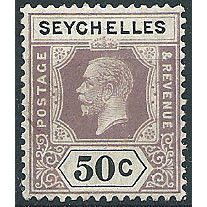 Seychelles 1921 SG117 50c Dull Purple & Blue Mounted Mint ... .