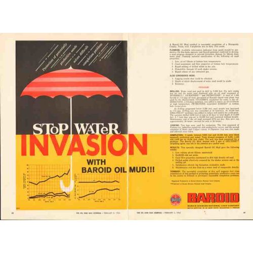 baroid 1962 national lead co stop water invasion oil mud vintage ad
