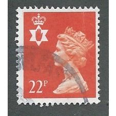 N. IRELAND 22P 'BT ORANGE RED (PHOS)(NI55) FINE USED (EBID39-660)