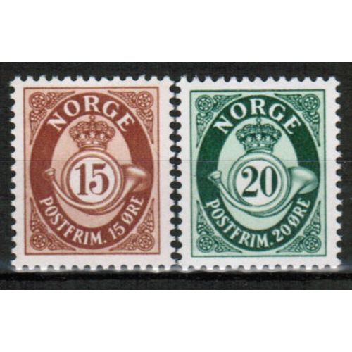 1952 Norway - Redrawn Posthorn set of 2 - Sc# 325-326 Mint NH