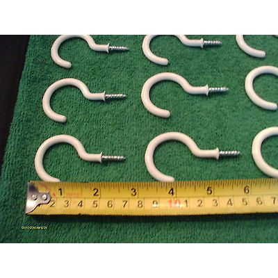 36 Pieces White PVC Cup Hooks Plant Hangers 12 pcs Each 1 1/4" 1 1/2" & 2" New