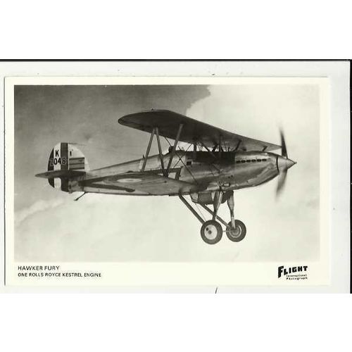 Aviation HAWKER FURY Postcard by Flight International
