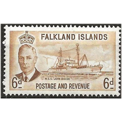 Falkland Islands 1952 SG178 6d Bistre-Brown Fine Mounted Mint . .. .