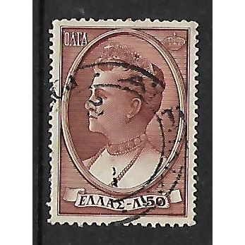 GREECE 1956 ROYAL FAMILY 50L BROWN QUEEN OLGA SG750 FINE USED