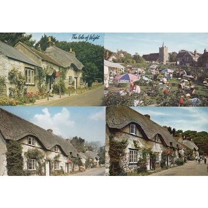 Cinzano Umbrella Tea Gardens Cottages Brightstone Isle Of Wight 4x Postcard s
