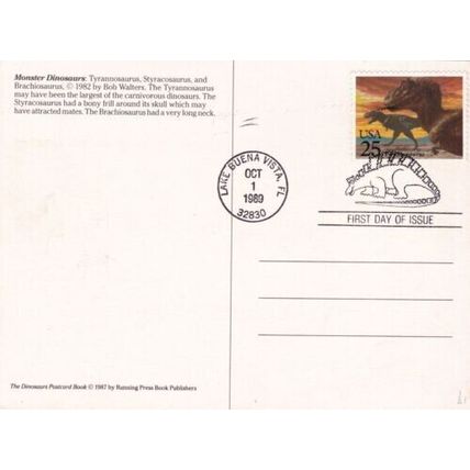 United States 1989 Dinosaurs Maximum cards set of 6 Lake Buena Vista cancel VGC