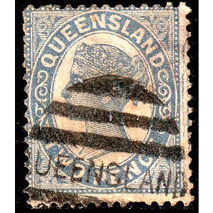 Australia QLD 1890 Queen Victoria 2d Used Stamp Two Pence c22. wmk.
