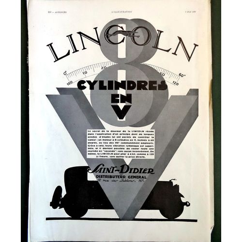 30s Art Deco Print Ad Lincoln Car Advertisement Driving Travel Poster Decor