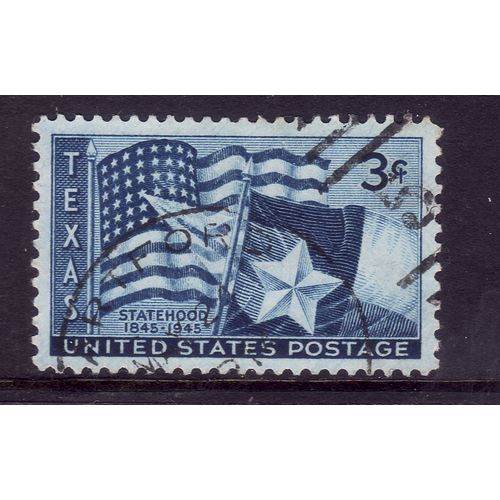 USA 1945 3c BLUE FLAGS OF USA AND TEXAS SG 935 FINE USED #3
