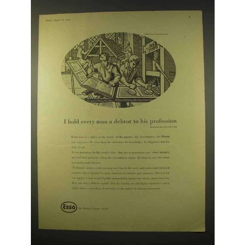 1954 Esso Oil Ad - Every Man a Debtor to His Profession