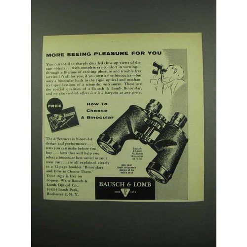 1954 Bausch & Lomb Binocular Ad - More Seeing Pleasure