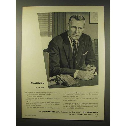 1956 Guardian Life Insurance Ad - Guardian of Health