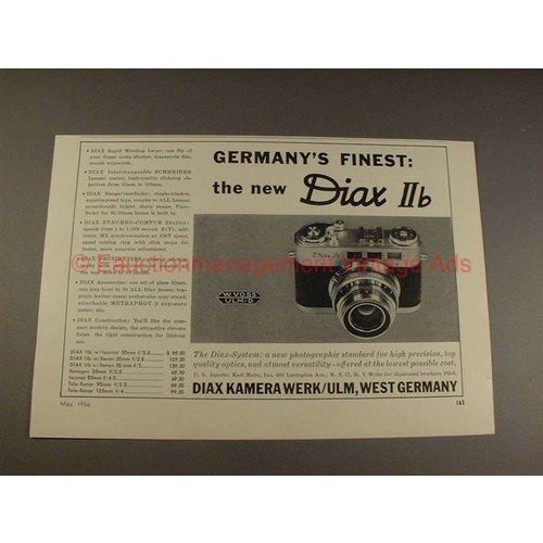 1956 Diax IIb Rangefinder Camera Ad - Germany's Finest!