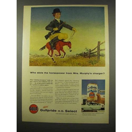 1956 Gulf Gulfpride H.D. Select Motor Oil Ad - Charger