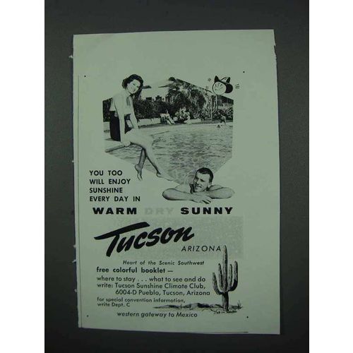 1961 Tucson Arizona Tourism Ad - Sunny