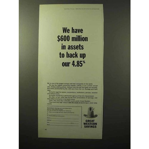 1964 Great Western Savings Ad - $600 Million in Assets