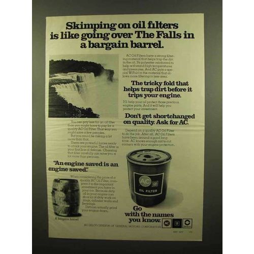 1977 AC-Delco Oil Filters Ad - Over The Falls in Barrel